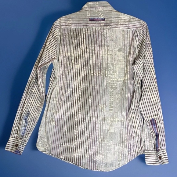 Desigual Mens Button Shirt Striped Long Sleeve Regular Fit Italian Fabric Sz S - Picture 2 of 12